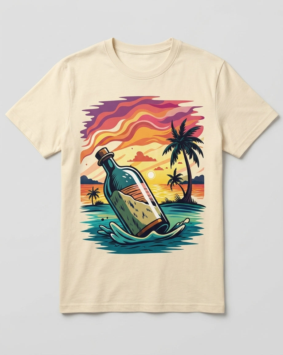 Wine Bottle on the beach T-Shirt